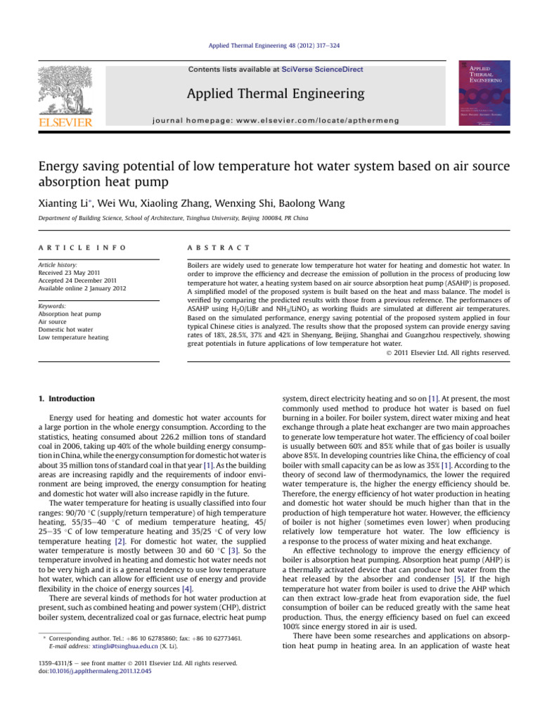 Energy Saving Potential of Low Temperature Hot Water System Based On ...