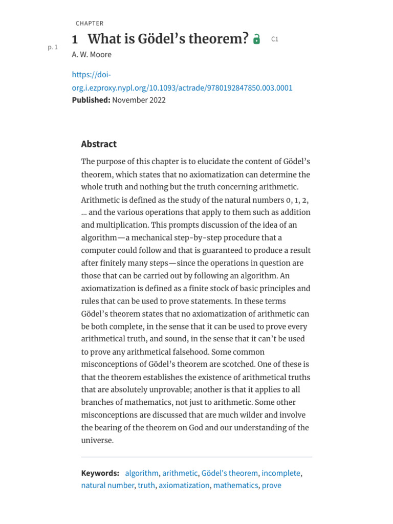 What Is Gödel's Theorem - Gödel's Theorem - A Very Short Introduction ...