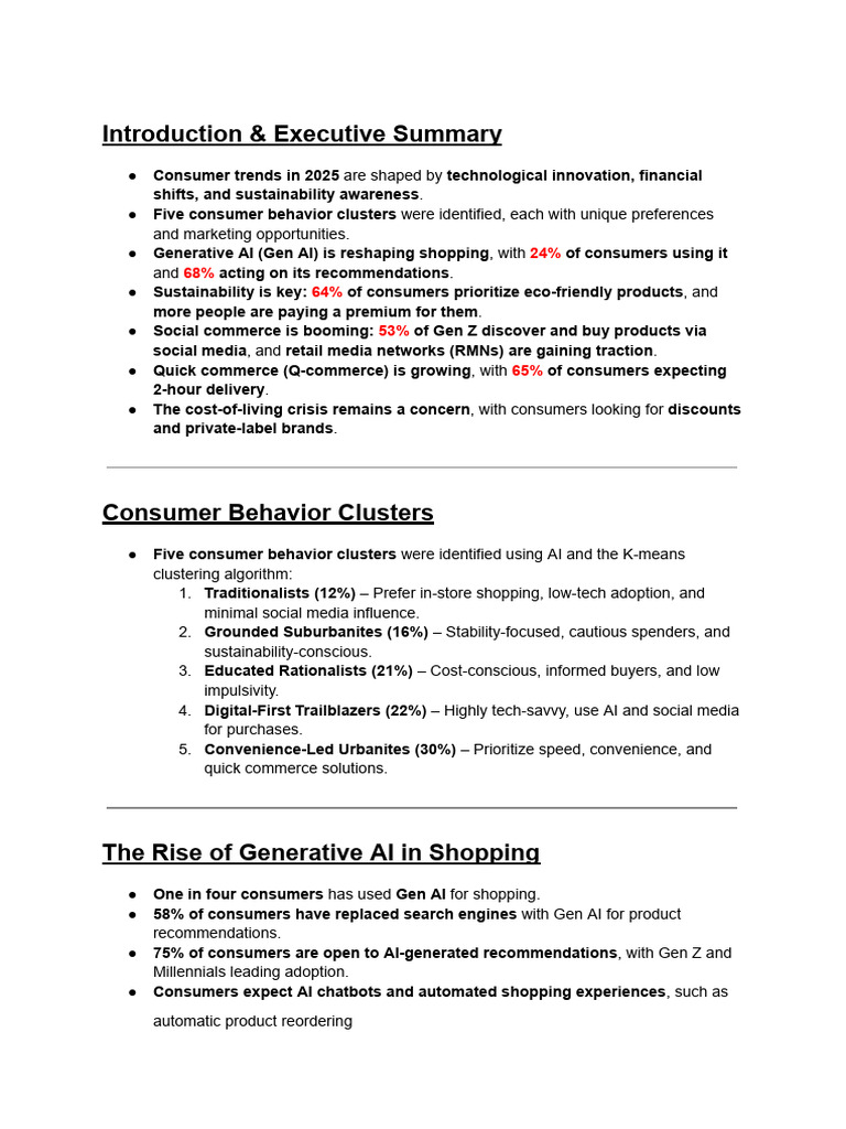 Consumer Trends 2025: AI, Sustainability, Shopping | PDF | Cost Of ...
