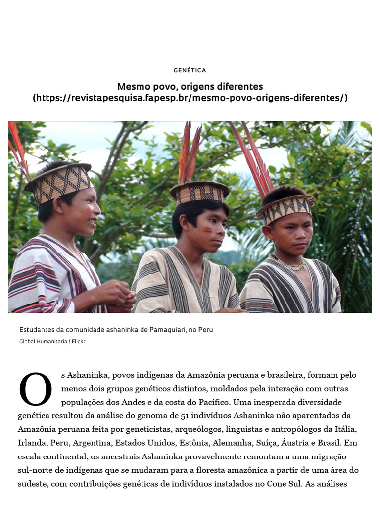 Mesmo Povo, Origens Diferentes - Revista Pesquisa Fapesp | PDF