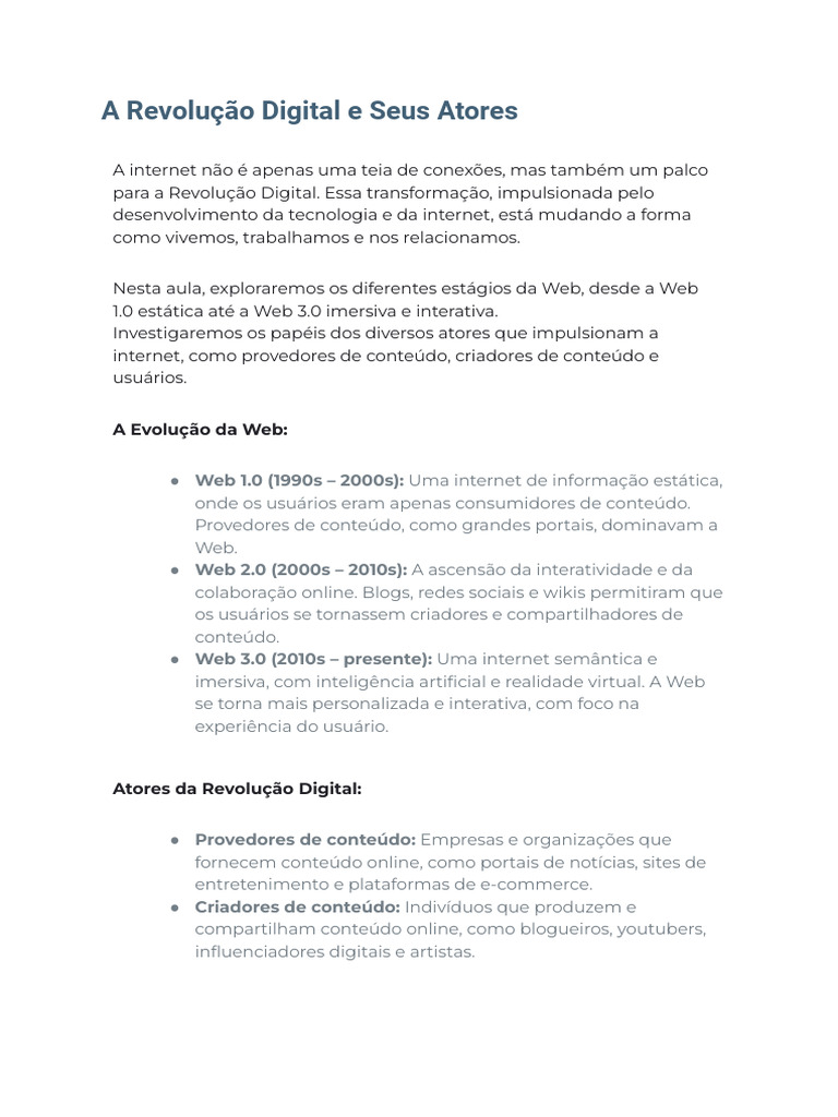 A Revolução Digital e Seus Atores | PDF | Rede mundial de computadores ...