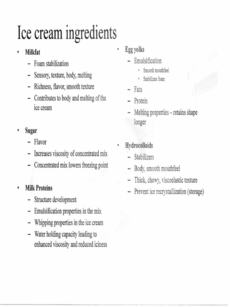 Ice Cream Ingredients | PDF