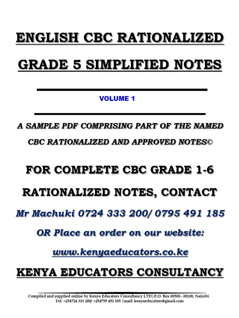 Eng Grade 5 Simplified Notes Sample | PDF | Pronoun | English Language