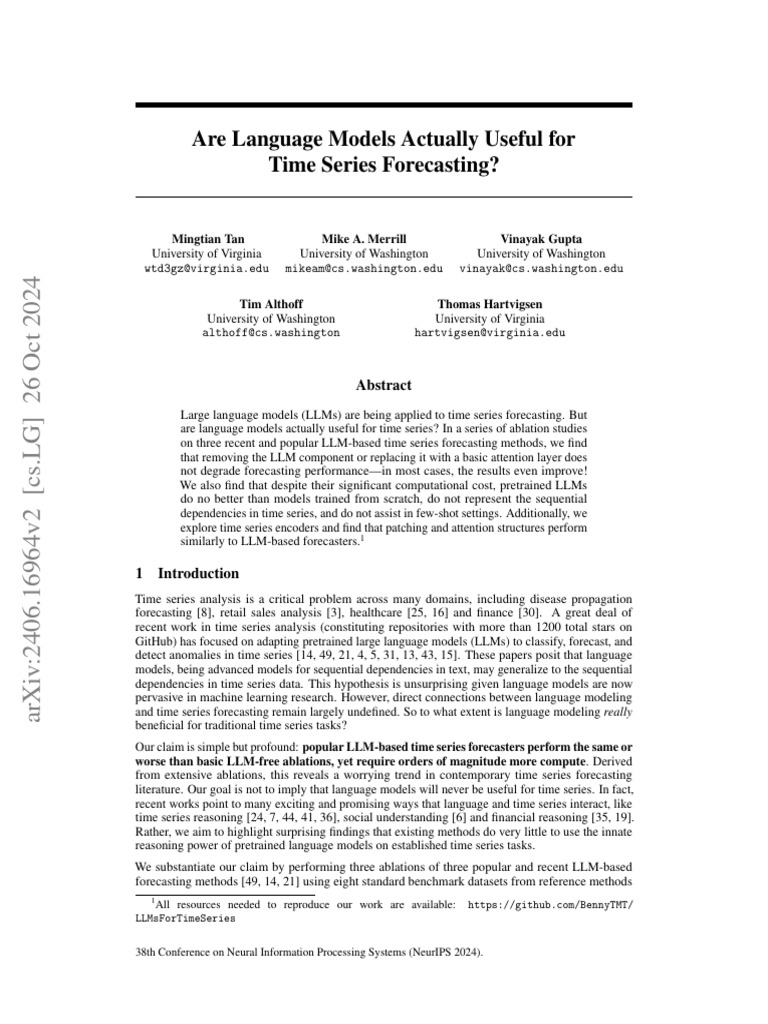 Evaluating LLMs for Time Series Forecasting | PDF | Time Series ...