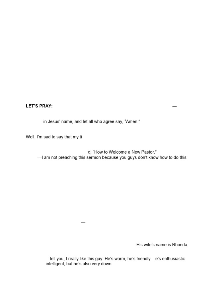 Welcoming Your New Pastor: A Guide | PDF | Spiritual Gift | Sermon