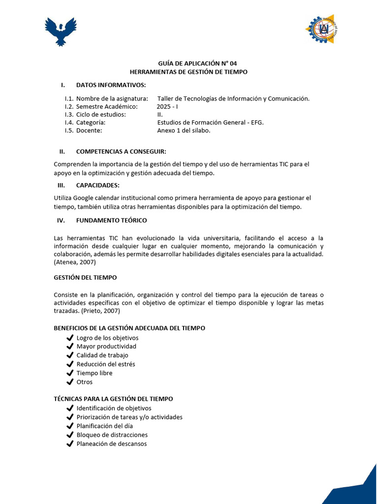 GUIA 04 - HERRAMIENTAS PARA LA GESTION DEL TIEMPO R | PDF | Gestión del ...