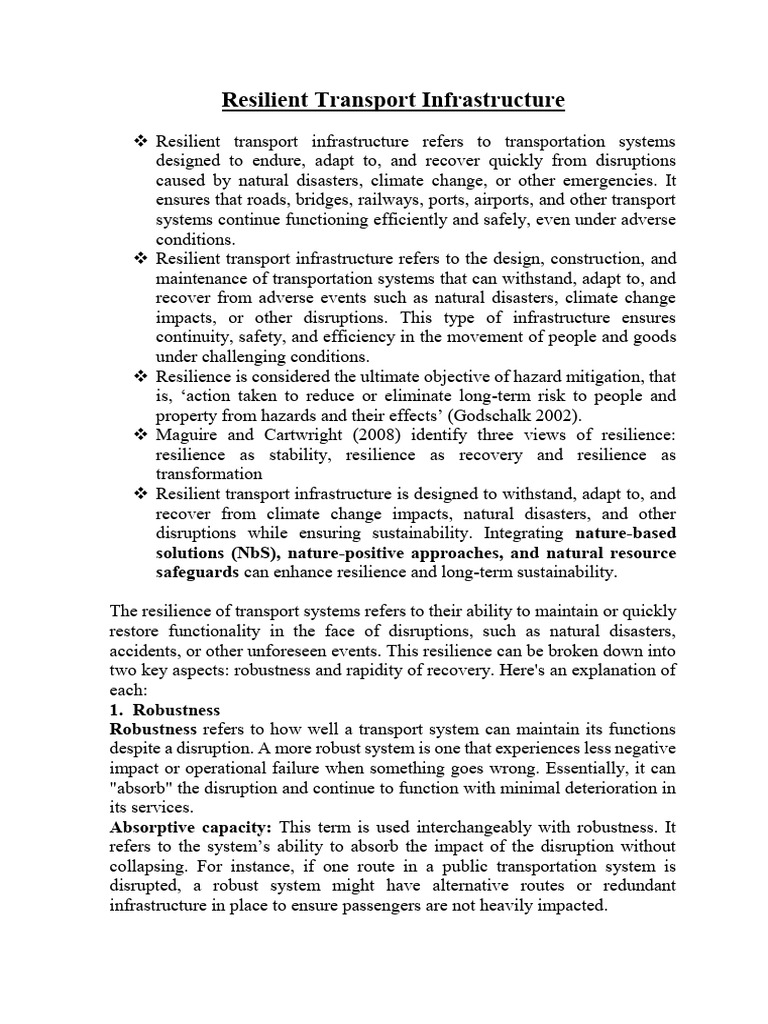 Building Resilient Transport Infrastructure | PDF | Infrastructure | Road