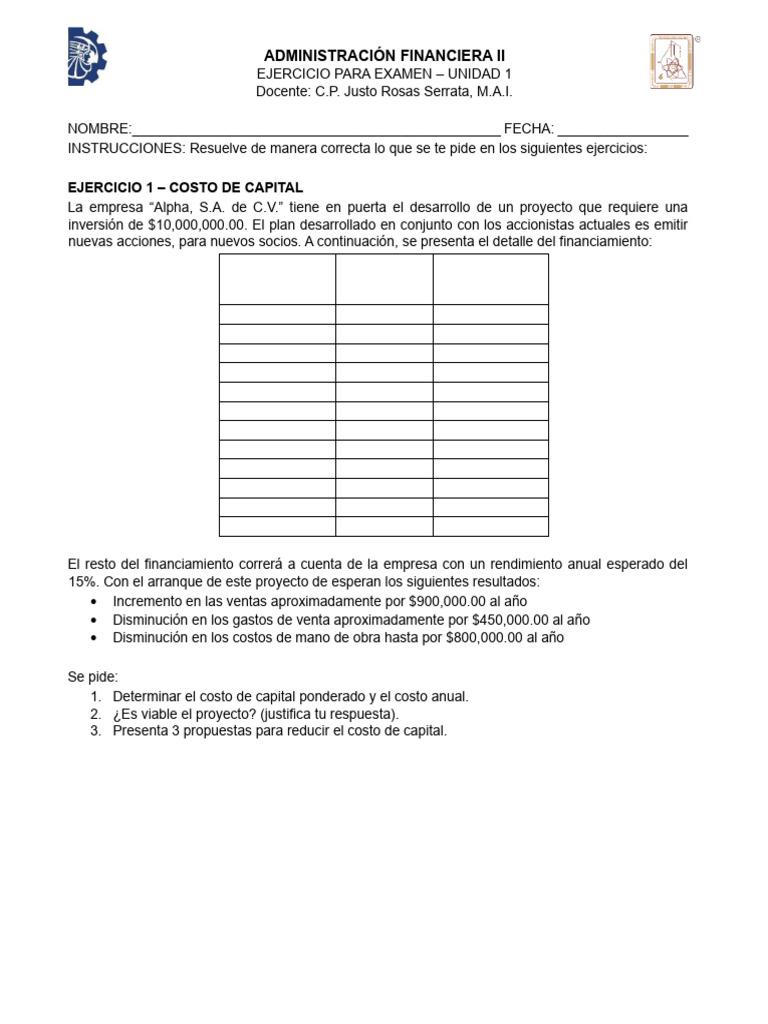 Ejercicios de Administración Financiera II | PDF | Estado financiero ...