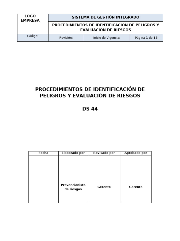 Identificación y Evaluación de Riesgos Laborales | PDF | Riesgo ...