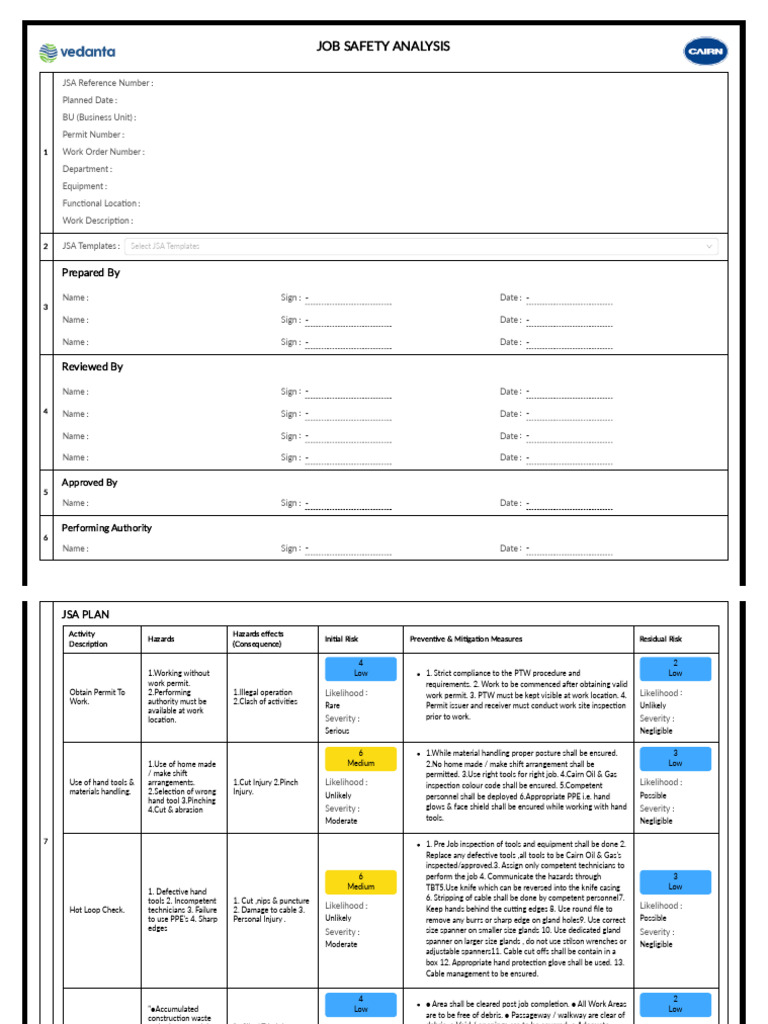 Manual Handling Job Safety Analysis | PDF | Safety | Occupational ...