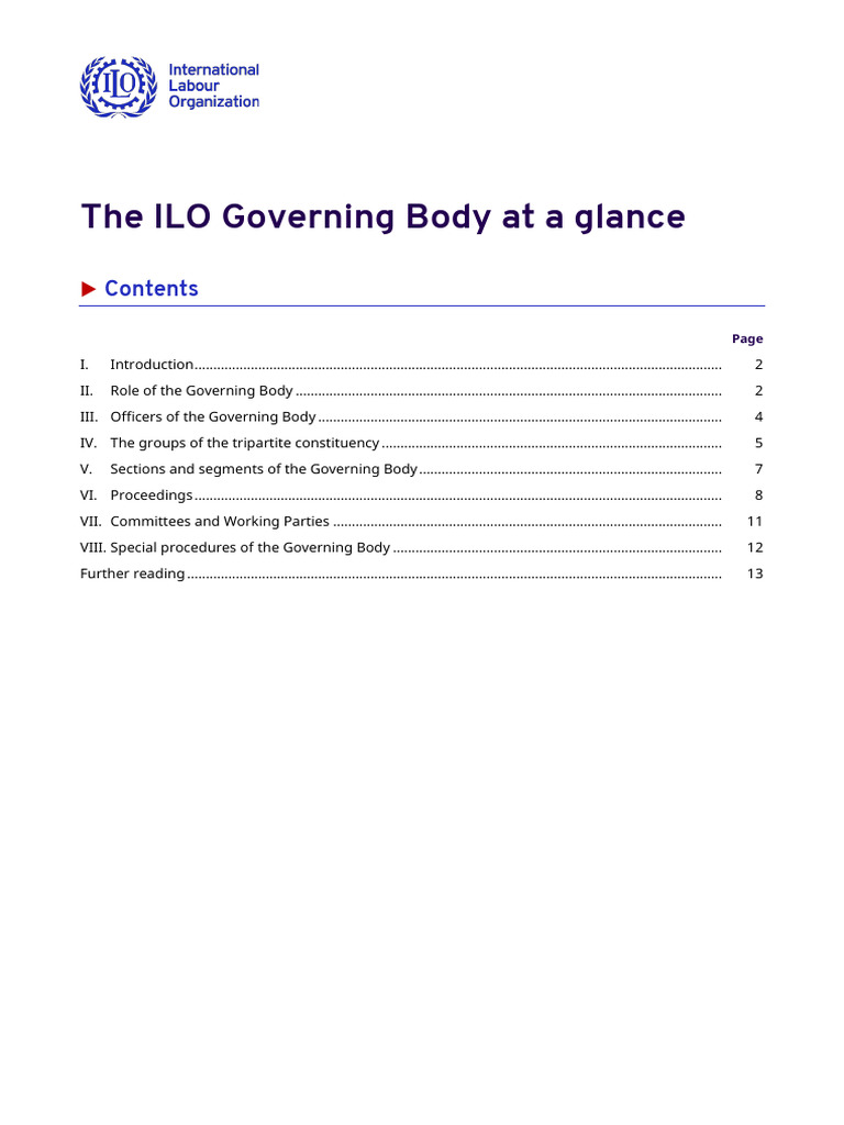 Overview of ILO Governing Body Functions | PDF | International Labour ...