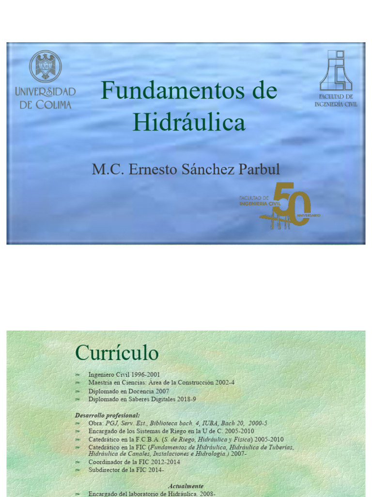 Presentación Del Curso de Fundamentos de Hidráulica 2023 | PDF ...
