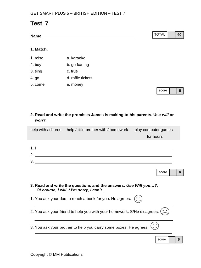 Get Smart Plus 5 British Test 7 | PDF
