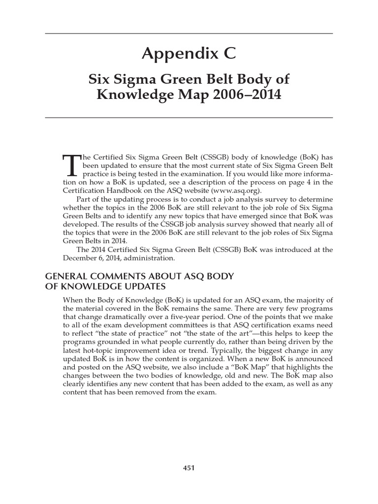 Appendix C CSSGB BOK Map 2006-2014 | PDF | Statistics | Analysis Of ...