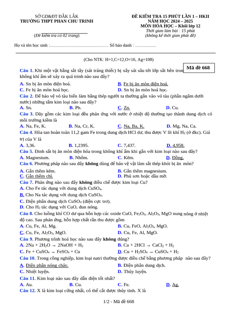 De 668 - ĐA | PDF