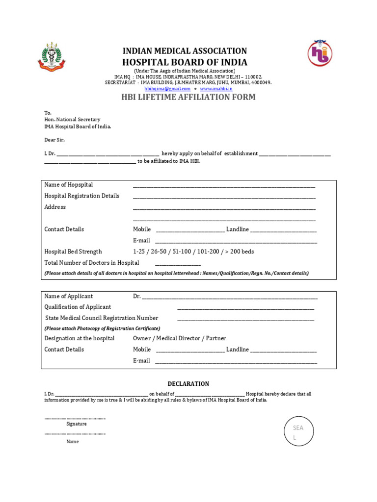 Ima Hbi Lifemembership Form 2019 | PDF