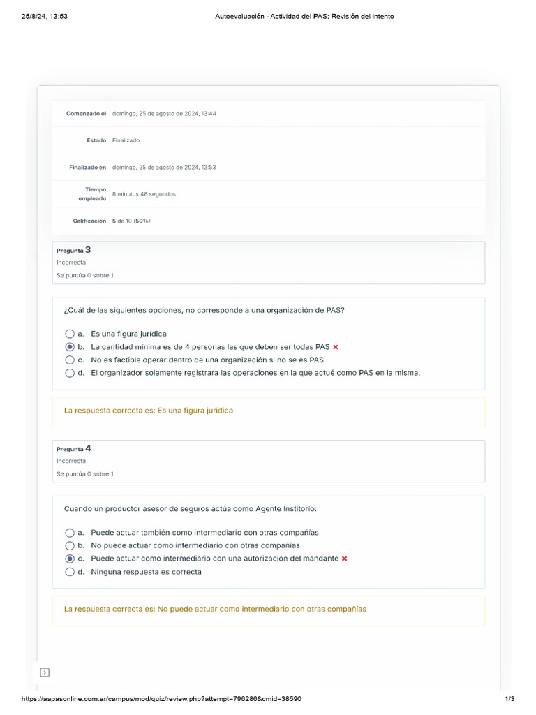 Revisión de Autoevaluación PAS | PDF