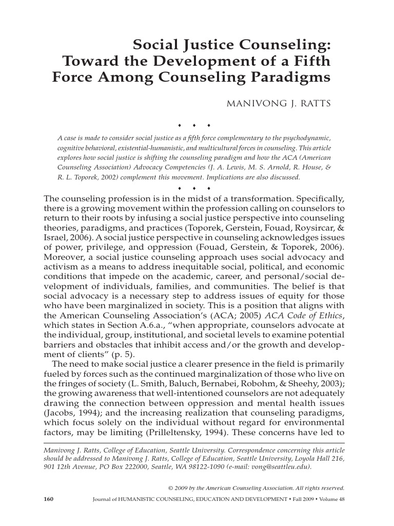 Social Justice as a Fifth Counseling Force | PDF | Paradigm ...