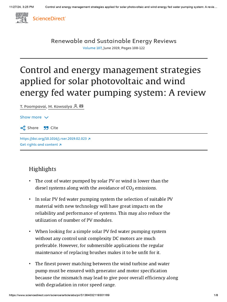 Control and Energy Management Strategies Applied For Solar Photovoltaic ...