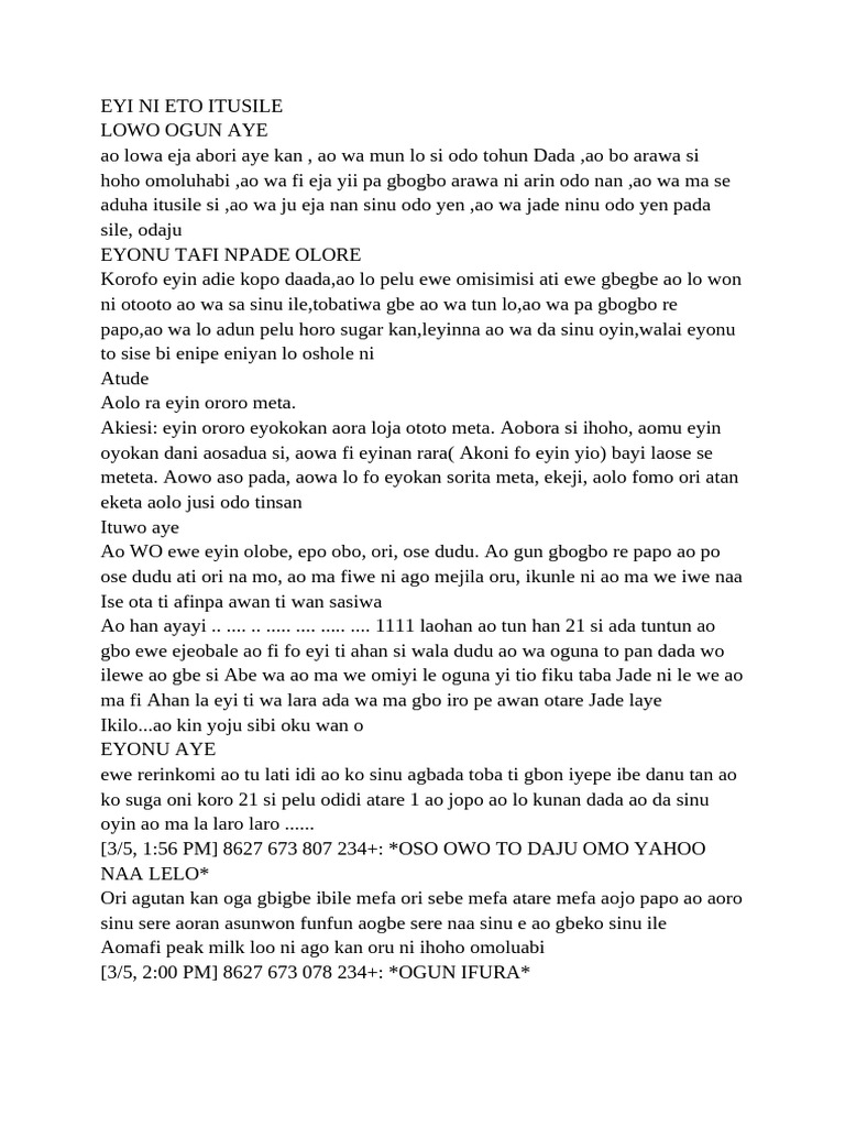 Eyi Ni Eto Itusile | PDF