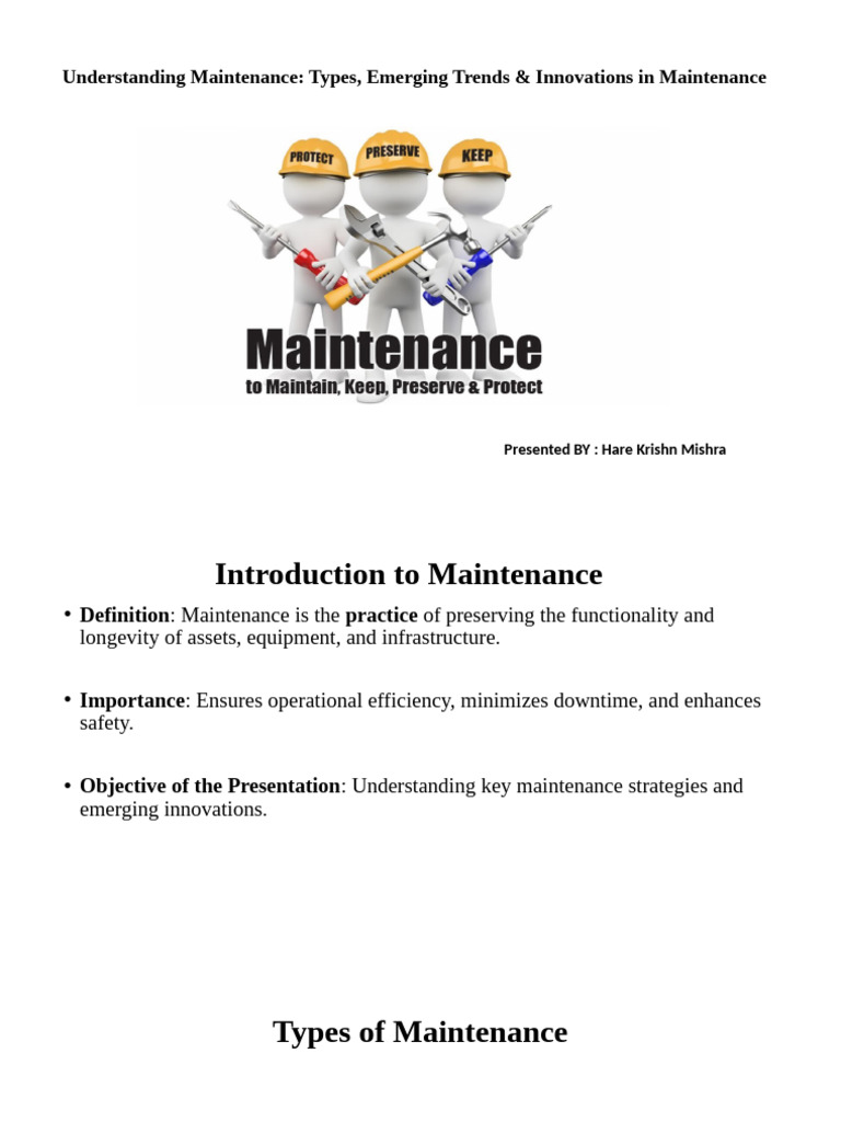 Types and Innovations in Maintenance | PDF