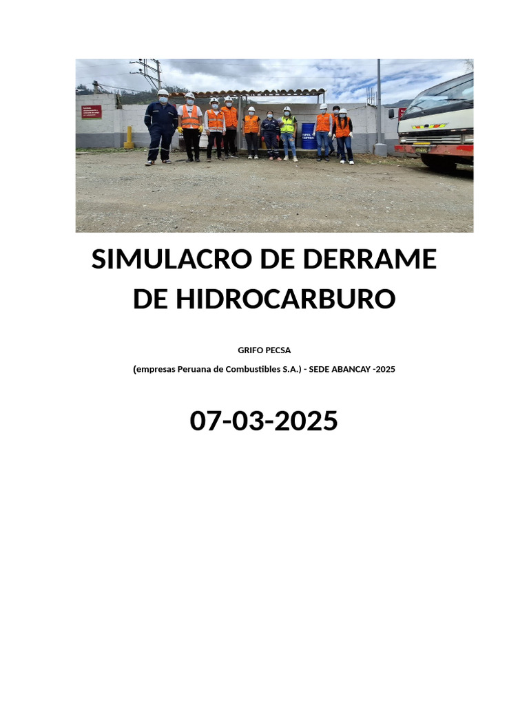 Simulacro de Derrame en PECSA 2025 | PDF | Simulación