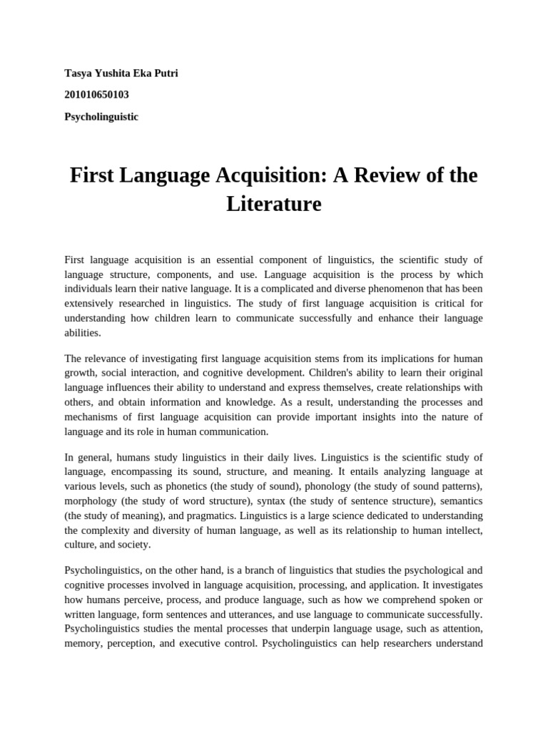 First Language Acquisition Insights | PDF | Language Acquisition ...
