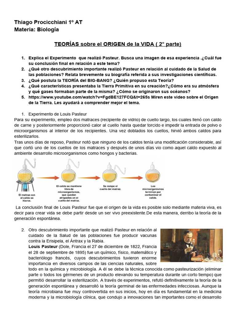 AT - Biología - Teoría Sobre El Origen de La Vida 2 | PDF ...