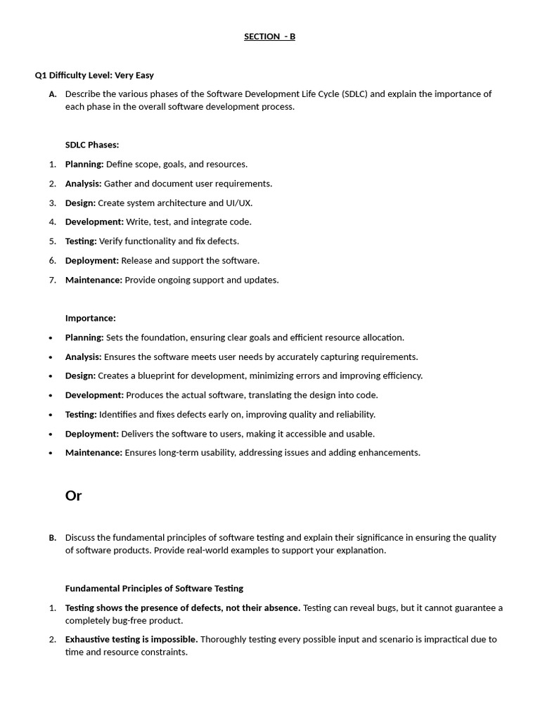 Software Testing Answers (July & Dec) | PDF | Software Testing ...
