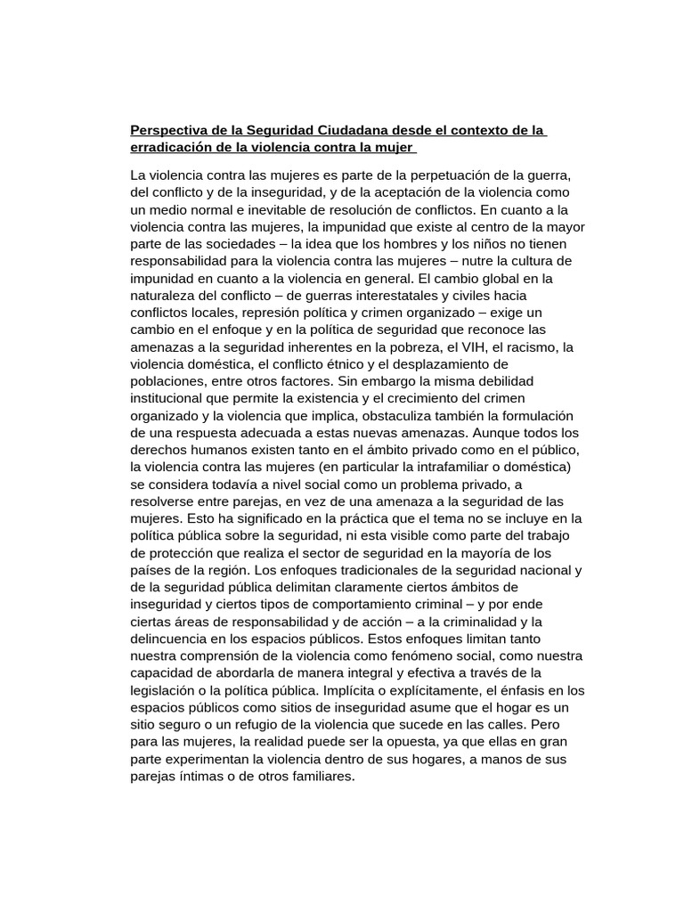 Seguridad Ciudadana y Violencia de Género | PDF | Valores | La ...