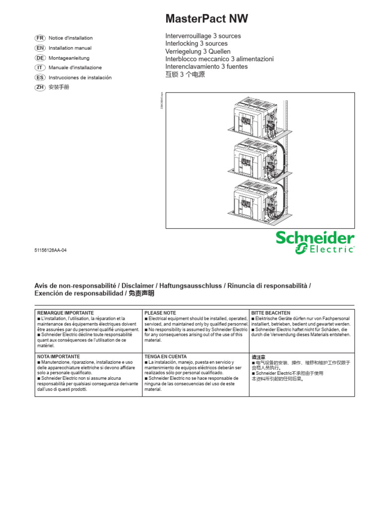 Installation MasterPact NW Interverrouillage | PDF | Conducteur ...
