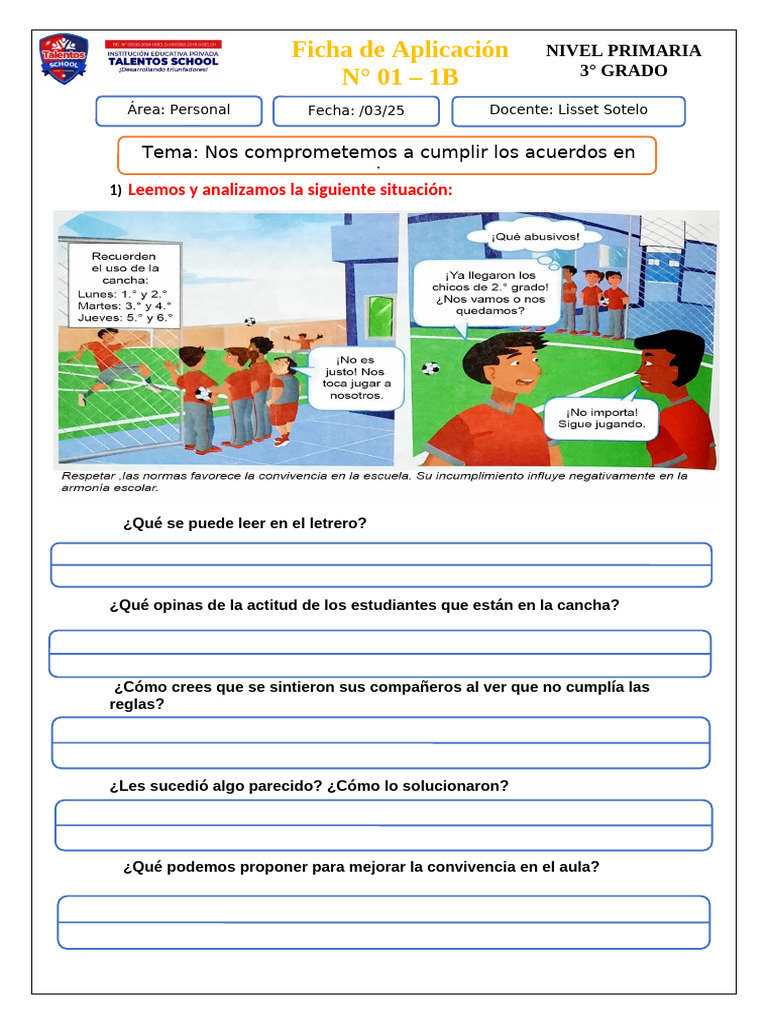 Ficha de Aplicación 3° Personal Social Semana 03 | PDF