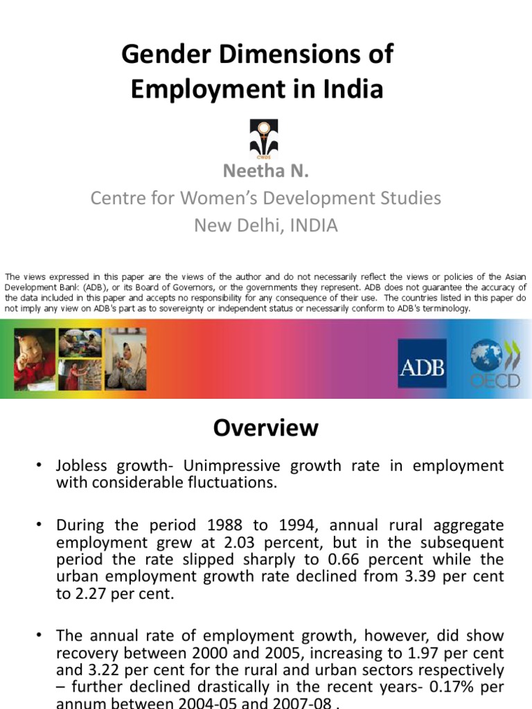 Gender Dimensions of Employment in India | PDF | Workforce | Employment