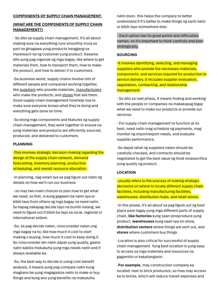 Key Components of Supply Chain Management | PDF | Supply Chain | Supply ...