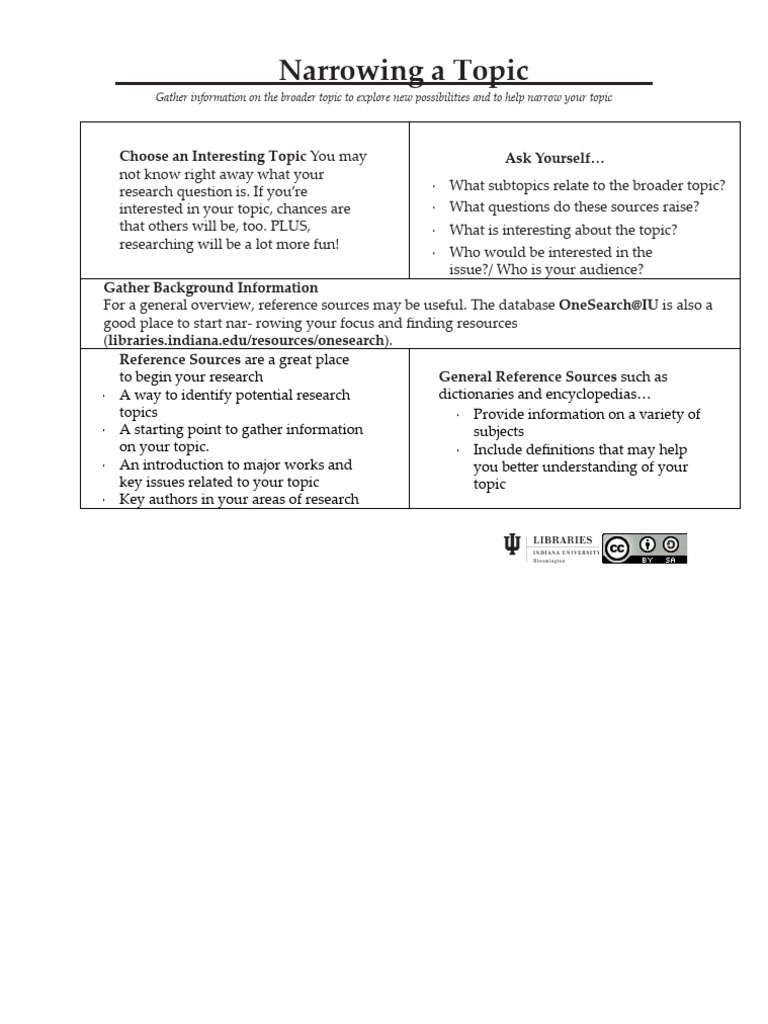 How to Narrow Your Research Topic | PDF
