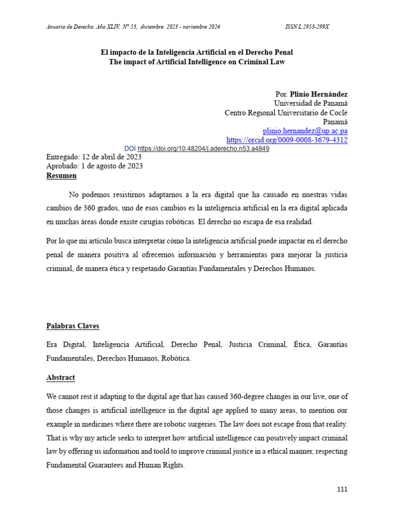 Impacto de la IA en el Derecho Penal | PDF | Inteligencia artificial ...