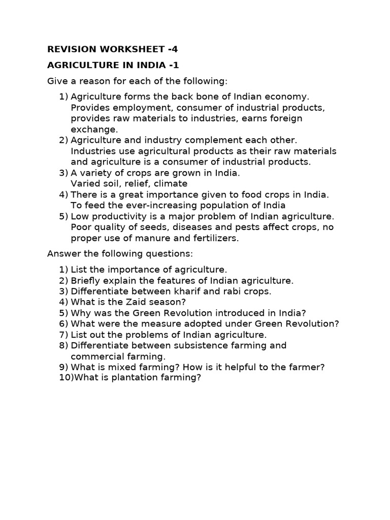 Revision - Agriculture 1 | PDF