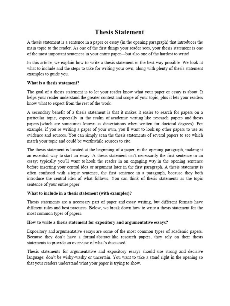 How to Write a Thesis Statement | PDF | Essays | Thesis