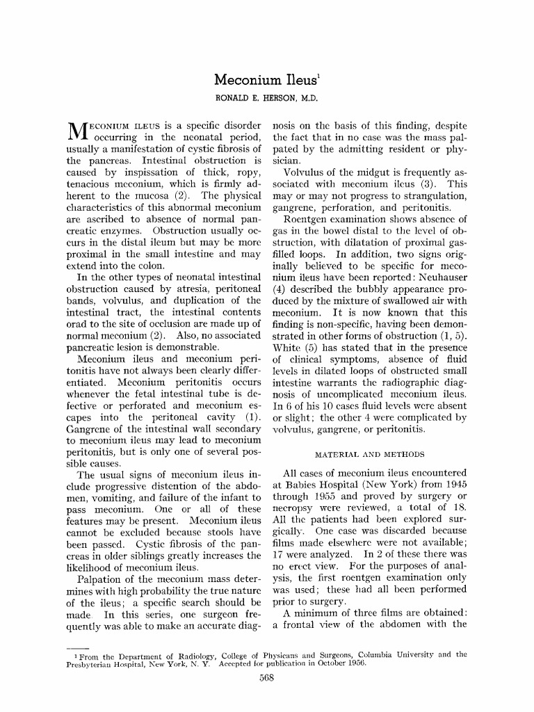 Herson 1957 Meconium Ileus | PDF | Diseases And Disorders | Digestive ...