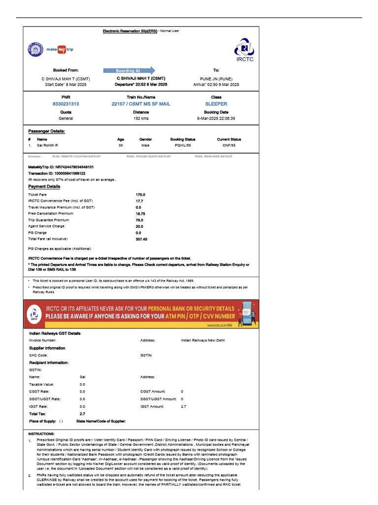 NR7424479034549101 ETicket | PDF | Identity Document | Payments