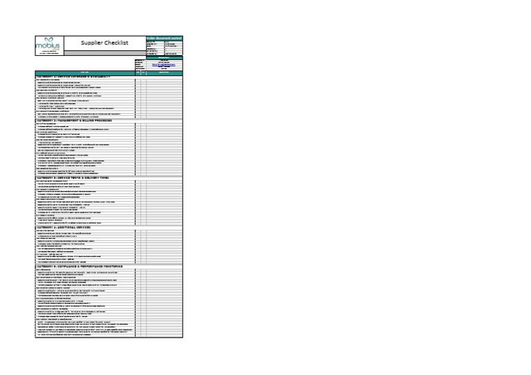 TMP-10-2 Supplier - Checklist - Mobius - en (v1.0) | PDF | Regulatory ...