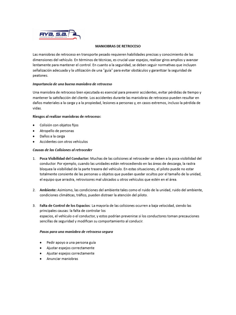Maniobras Seguras de Retroceso en Trailers | PDF