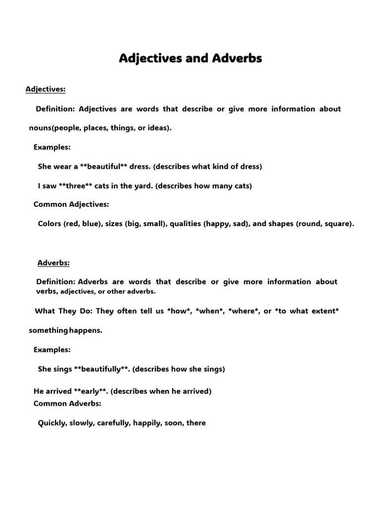 Adjectives_and_Adverbs | PDF | Adverb | Adjective