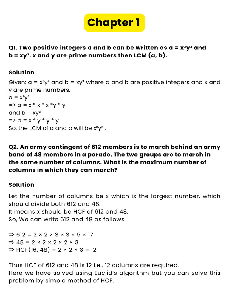 Math Problems on LCM, HCF, and Polynomials | PDF | Area | Circle