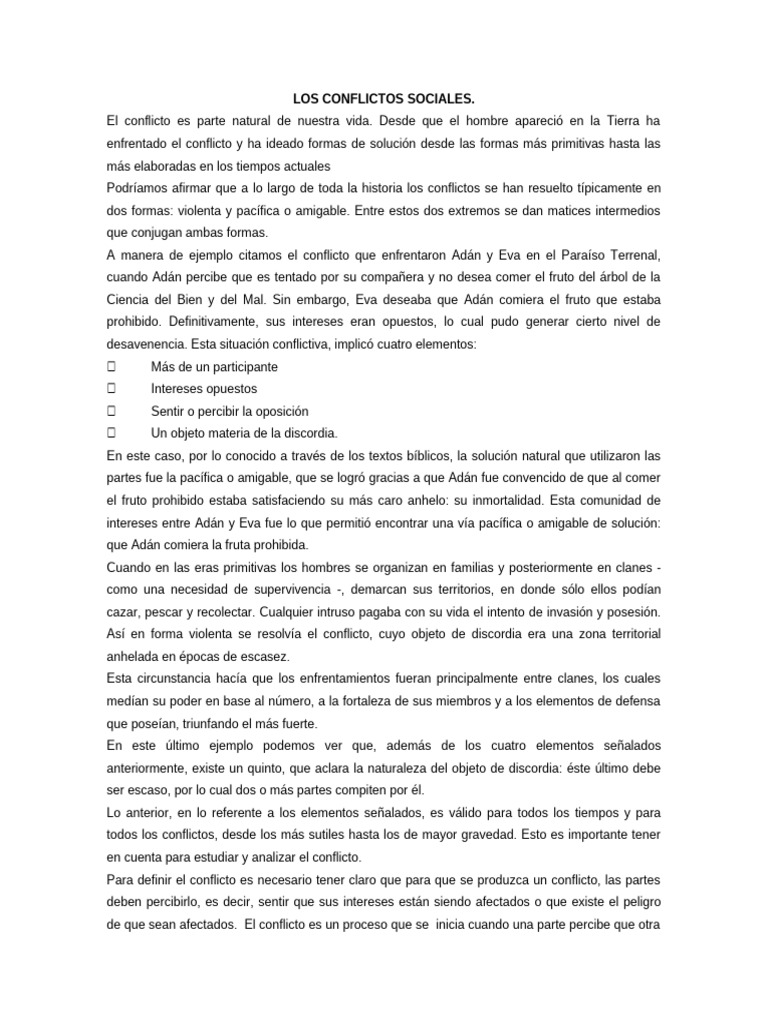 Los Conflictos Sociales y Psicologia Del Conflicto-Teorias | PDF ...