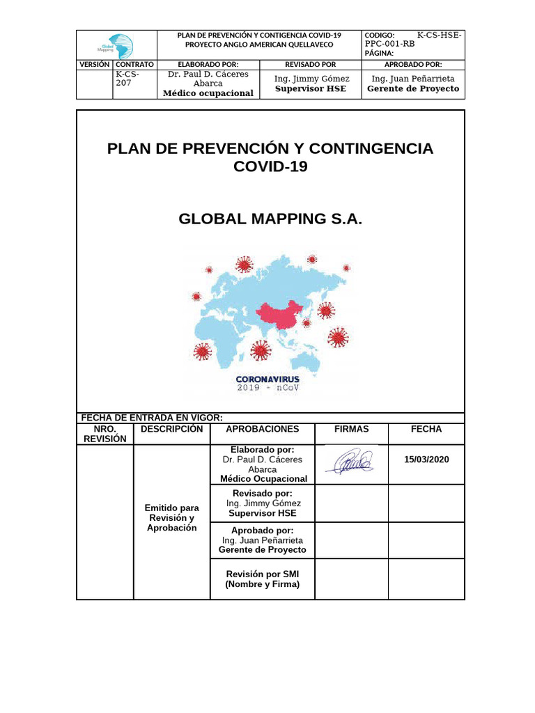 Plan de Prevencion y Contingencia Covid-19 | PDF | Administración de ...