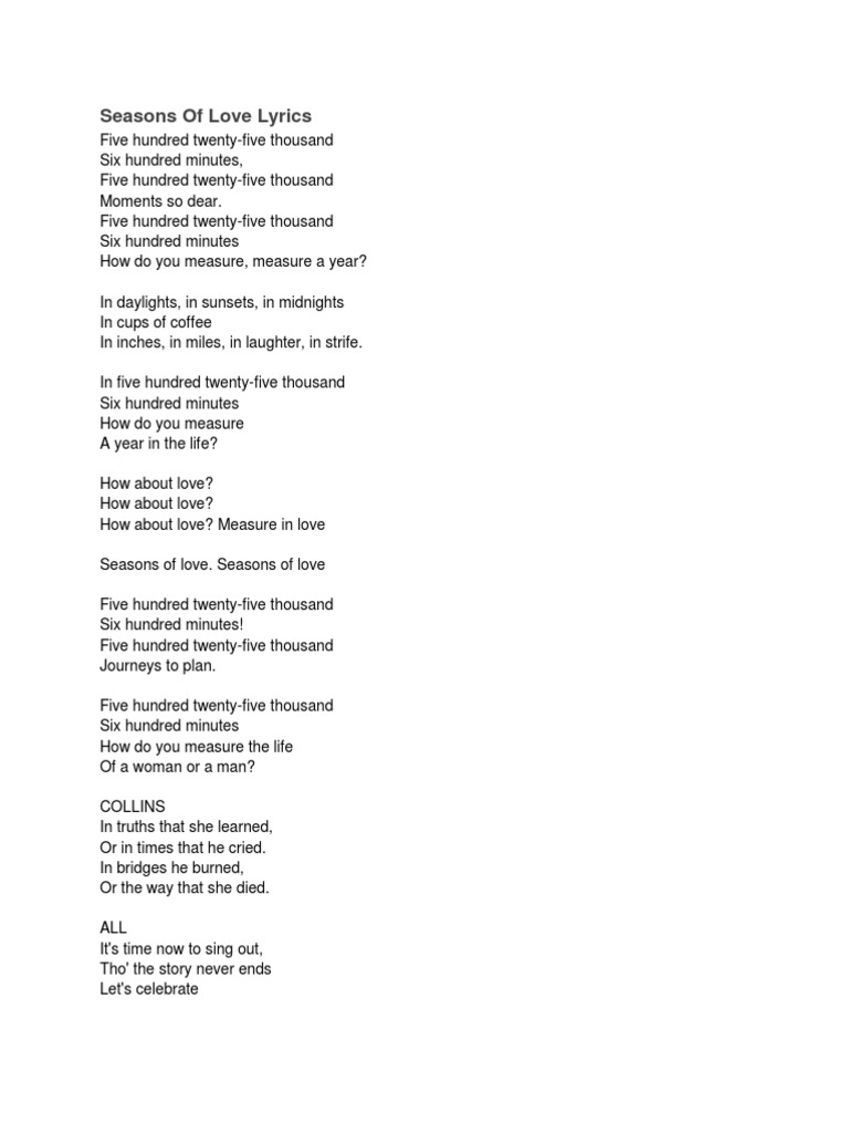 Seasons Of Love Lyrics Meaning
