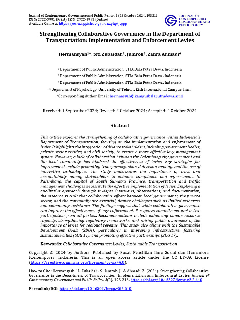 Strengthening Collaborative Governance in The Depa | PDF | Governance ...