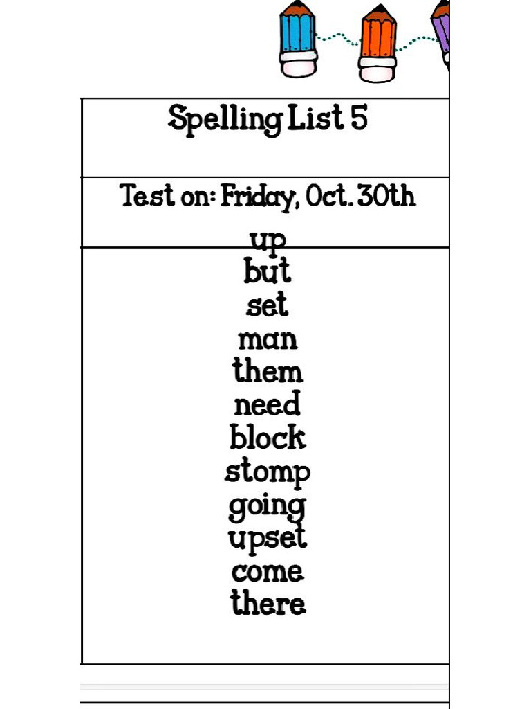 Grade 1 Spellings' List | PDF