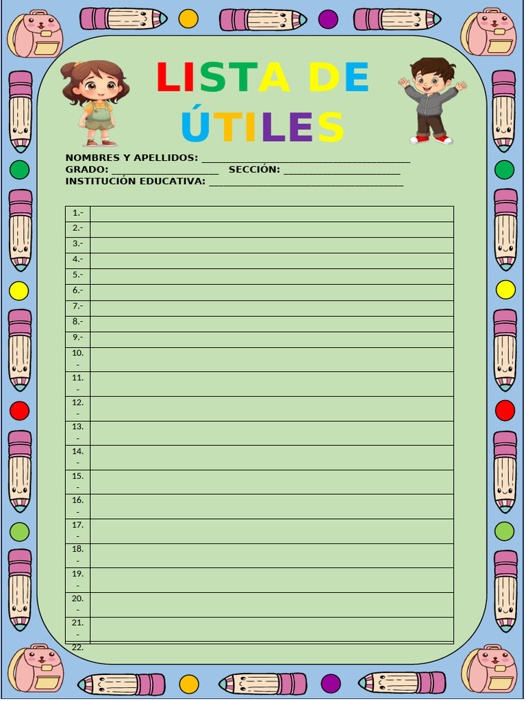 Lista de Útiles Escolares 2025 | PDF
